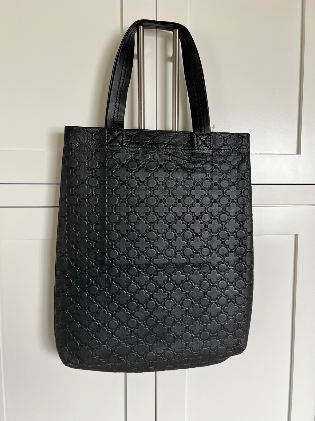 Comme Des Garons New $511 Embossed Leather Tote Bag